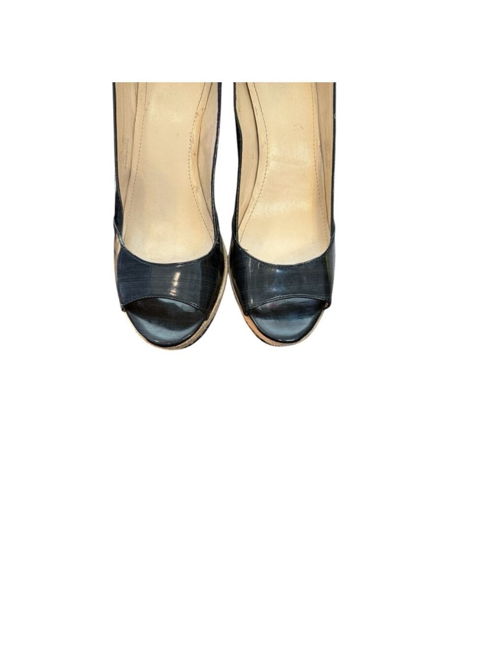 Calvin Klein Navy Patent Leather Heeled Wedge Espadrille Size 8.5 - Picture 8 of 10